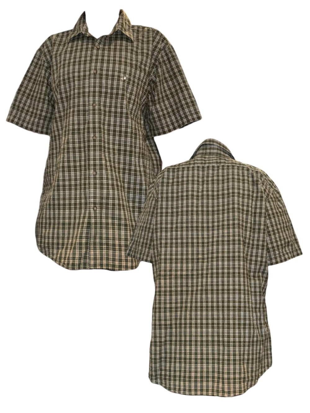 Green Plaid Short Sleeve Button Down
